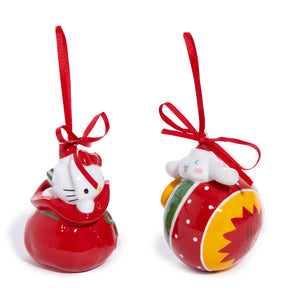 Hello Kitty and Cinnamoroll 2-pc Holiday Ceramic Ornament Set (Red) Seasonal Blue Sky Clayworks