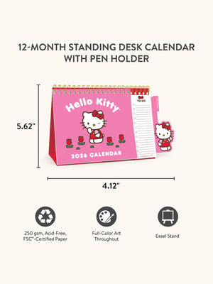 Hello Kitty x Studio Oh! 2026 Standing Desk Easel Calendar with Pen Holder Stationery Studio Oh!