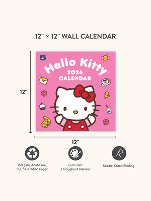 Hello Kitty x Studio Oh! 2026 Playful Pink Wall Calendar Stationery Studio Oh!