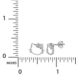 Hello Kitty Sterling Silver Silhouette Diamond Stud Earrings Jewelry JACMEL JEWELRY INC