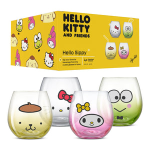 Hello Kitty and Friends Hello Sippy Stemless Glasses (Set of 4) Home Goods JoyJolt