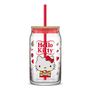 Hello Kitty Favorite Flavor Lidded Glass Tumbler Home Goods JoyJolt Hello Kitty