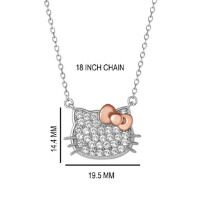 Hello Kitty 18" Two-Tone Gold Plated Pavé Necklace (White Sapphire) Jewelry JACMEL JEWELRY INC