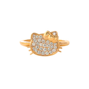 Hello Kitty 14K Yellow Gold Pavé Diamond Ring (Size 7 Only) Jewelry JACMEL JEWELRY INC