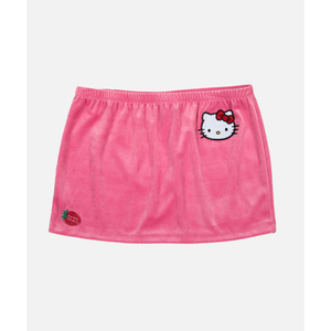 Hello Kitty x Dumbgood Pink Velour Mini Skirt (50th Anniv.) Apparel BIOWORLD
