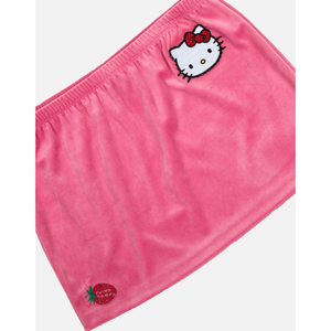 Hello Kitty x Dumbgood Pink Velour Mini Skirt (50th Anniv.) Apparel BIOWORLD