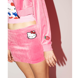 Hello Kitty x Dumbgood Pink Velour Mini Skirt (50th Anniv.) Apparel BIOWORLD