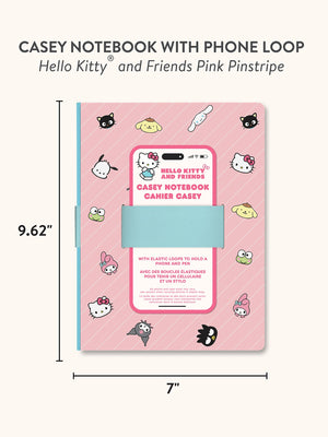 Hello Kitty and Friends x Studio Oh! Pink Pinstripe Casey Notebook with Phone Loop Stationery Studio Oh!