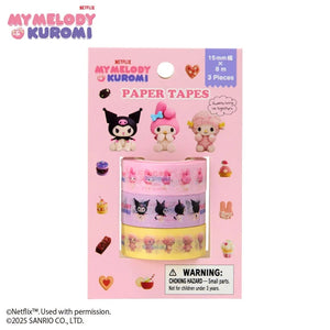 My Melody & Kuromi 3-Piece Washi Tape Set (My Melody & Kuromi Netflix Series) Stationery Japan Original