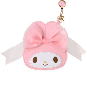 My Melody Card Case with Key Reel (50th Anniv. Ribbon Series) Accessory Japan Original