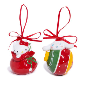 Hello Kitty and Cinnamoroll 2-pc Holiday Ceramic Ornament Set (Red) Seasonal Blue Sky Clayworks