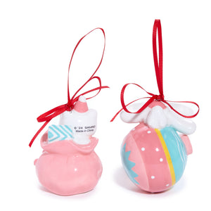 Hello Kitty and Cinnamoroll 2-pc Holiday Ceramic Ornament Set (Pastel Pink) Seasonal Blue Sky Clayworks