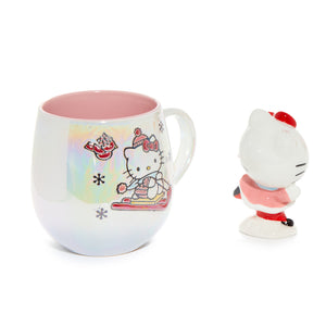 Hello Kitty Holiday Ski Ceramic Mug and Figurine Gift Set Home Goods Blue Sky Clayworks