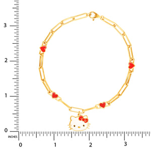 Hello Kitty Yellow Gold Paperclip Bracelet Jewelry JACMEL JEWELRY INC   