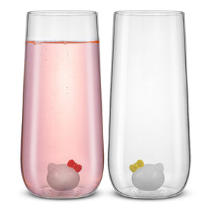 Hello Kitty and Mimmy 3D Icon Tall Drinking Glasses (Set of 2) Home Goods JoyJolt