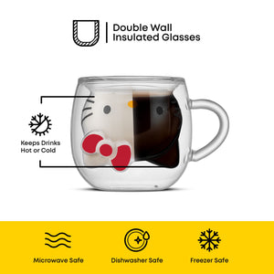 Hello Kitty 3D Double Wall Espresso Glass Home Goods JoyJolt