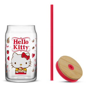 Hello Kitty Favorite Flavor Lidded Glass Tumbler Home Goods JoyJolt