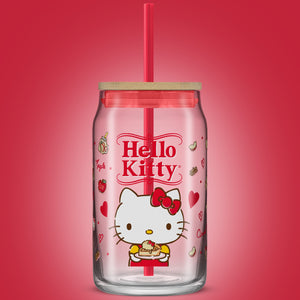 Hello Kitty Favorite Flavor Lidded Glass Tumbler Home Goods JoyJolt
