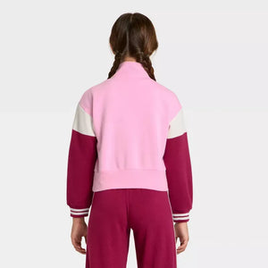 Hello Kitty Girls Quarter-Zip Fleece Varsity Sweatshirt Apparel Mad Engine Global LLC