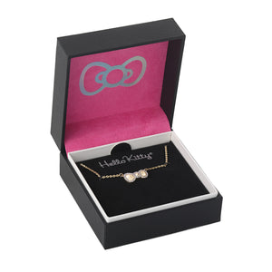 Hello Kitty 18" Two-Tone Gold Plated Bow Necklace (White Sapphire) Jewelry JACMEL JEWELRY INC