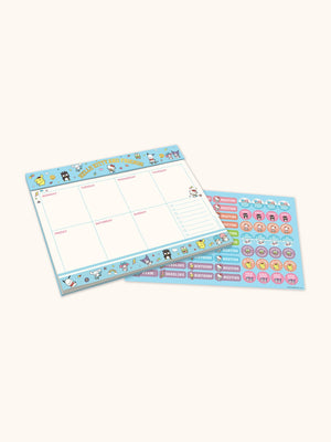 Hello Kitty and Friends x Studio Oh! College Letters Blue Weekly Desk Pad Stationery Studio Oh!