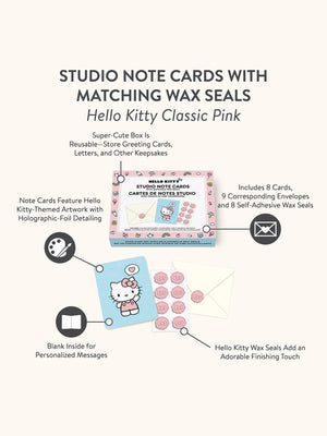 Hello Kitty x Studio Oh! Classic Pink 25-Pc Note Cards & Wax Seals Set Stationery Studio Oh!