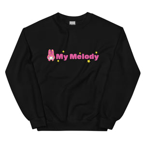 My Melody Starstruck Logo Classic Crewneck Apparel Printful Black S