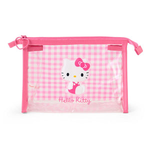 Hello Kitty Clear Gingham Zipper Pouch Bags Japan Original